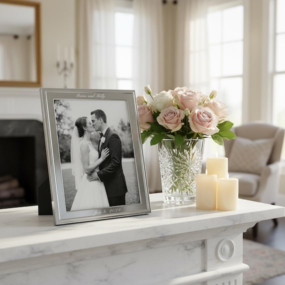 Waterford Classic Personalized 8x10 Picture Frame, Custom Engraved Silver Plated 8x10 Frame for Wedding, Baby, Graduation, Family Photos