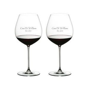 Riedel Personalized Veritas Old World Pinot Noir Wine Glasses, Set of 2 Custom Engraved Large 24oz Crystal Red Wine Glasses, Wine Gifts