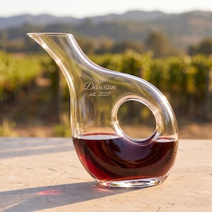Lenox Personalized Tuscany Pierced Decanter, Custom Engraved 48oz Unique Wine Decanter for Red, White or Blush Wine, Gifts for Wine Lovers