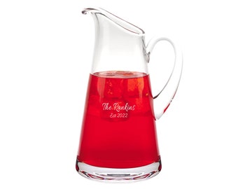 Badash Personalized 54oz Hampton Pitcher, Custom Engraved Crystal Pitcher for Sangria, Iced Tea, Lemonade, Water and More