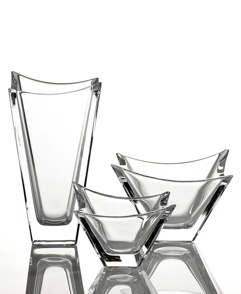 Orrefors Personalized Small Polaris Decorative Crystal Vase Custom Engraved Square Glass Vase for Flowers Crystal Art