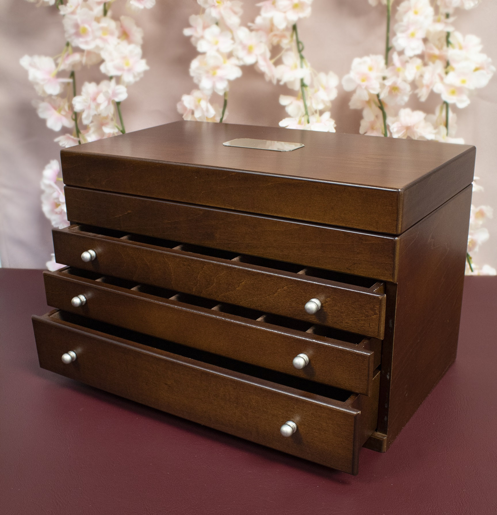 Mele & Co Brigitte Antique Walnut Personalized Jewelry Box With