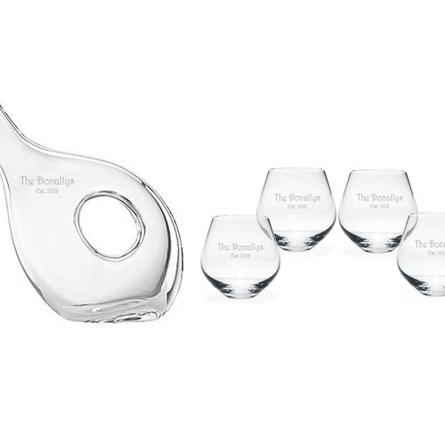 Personalized Lenox Wine Decanter and Stemless Wine Glass Set Etsy
