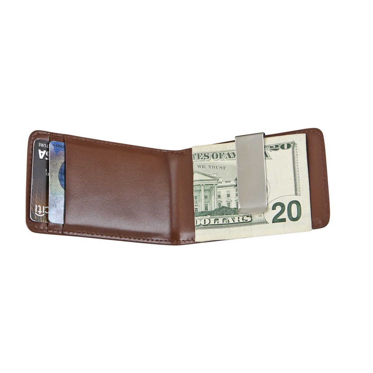 Personalized Brown Leather Slim Wallet for Men With Money Clip and Card ...