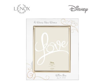 Marco de fotos de boda de Disney personalizado de 8 x 10 pulgadas de Lenox, marco de vidrio grabado personalizado para bodas, aniversarios, fotos de compromiso y más