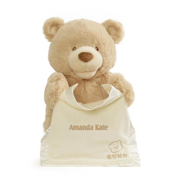 GUND Personalized Brown Peek-a-Boo Bear / Custom Embroidered Animated Teddy Bear Plush Toy for Kids and Babies All Ages