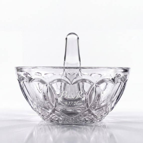 Waterford Personalized Wedding Ring Holder,  Custom Engraved 3.7" Crystal Ring Dish/Jewelry Tray for Wedding Band, Elegant Home Decor