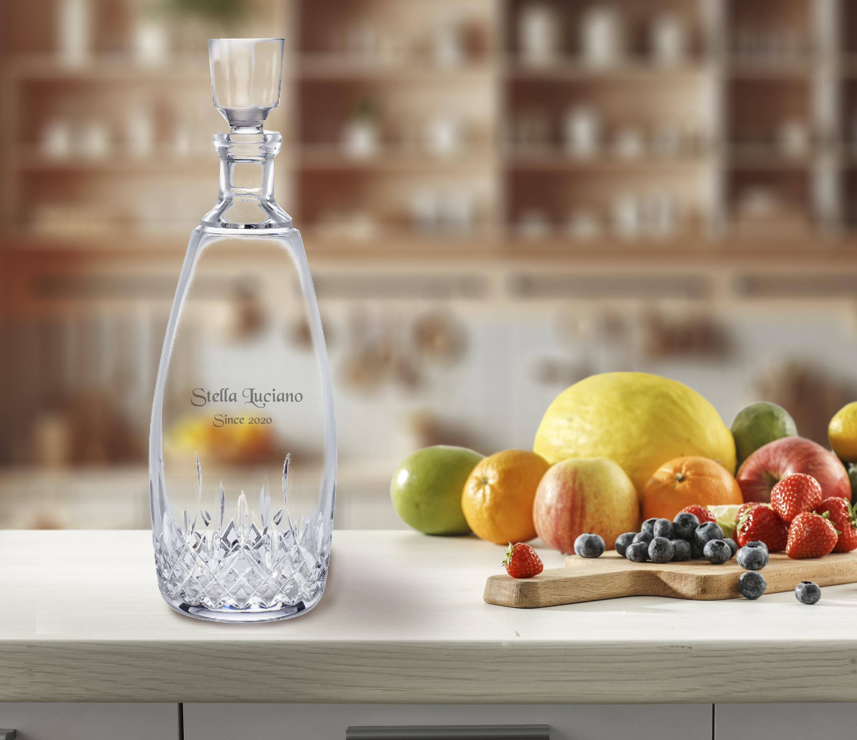Decantador de esencias Lismore personalizado de Waterford, decantador de cristal tallado grabado a medida para whisky, whisky escocés, licores y accesorios para bar en casa