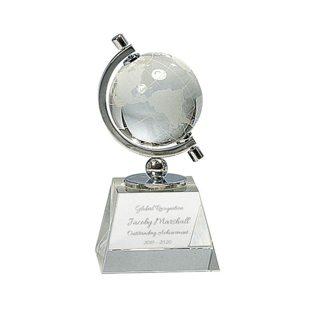 Etsy　Crystal　Personalized　Globe　Statue　Spinning　Award　日本