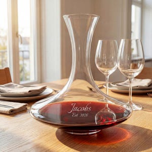 Riedel Personalized Ultra Wine Decanter, Custom Engraved 43oz Modern Crystal Decanter for White or Red Wine, Gift for Wine Lovers