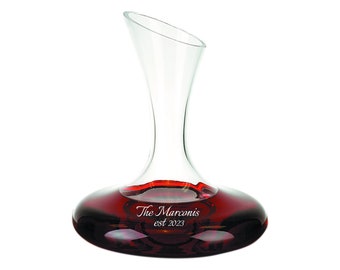 Badash Personalized 32oz Milano Wine Carafe, Custom Engraved Crystal Wine Decanter for Red or White Wines, Home Bar Accessories