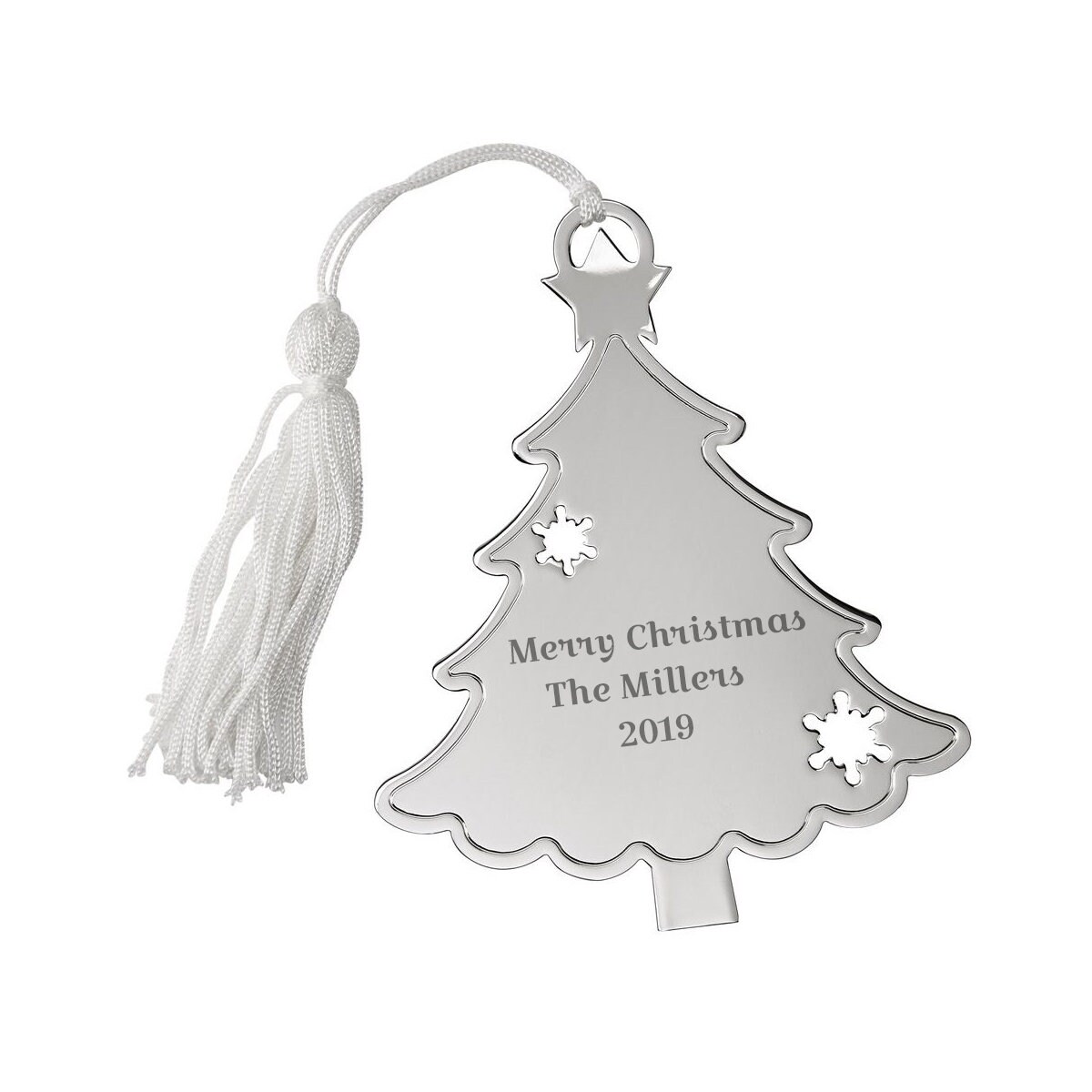Personalized 4 Metal Christmas Tree Ornament With White Etsy Hong Kong