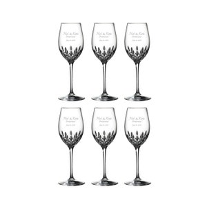 Waterford Personalized Lismore Essence White Wine Glasses, Set of 6 Custom Engraved Cut Crystal Wine Glasses for Chardonnay, Pinot Grigio