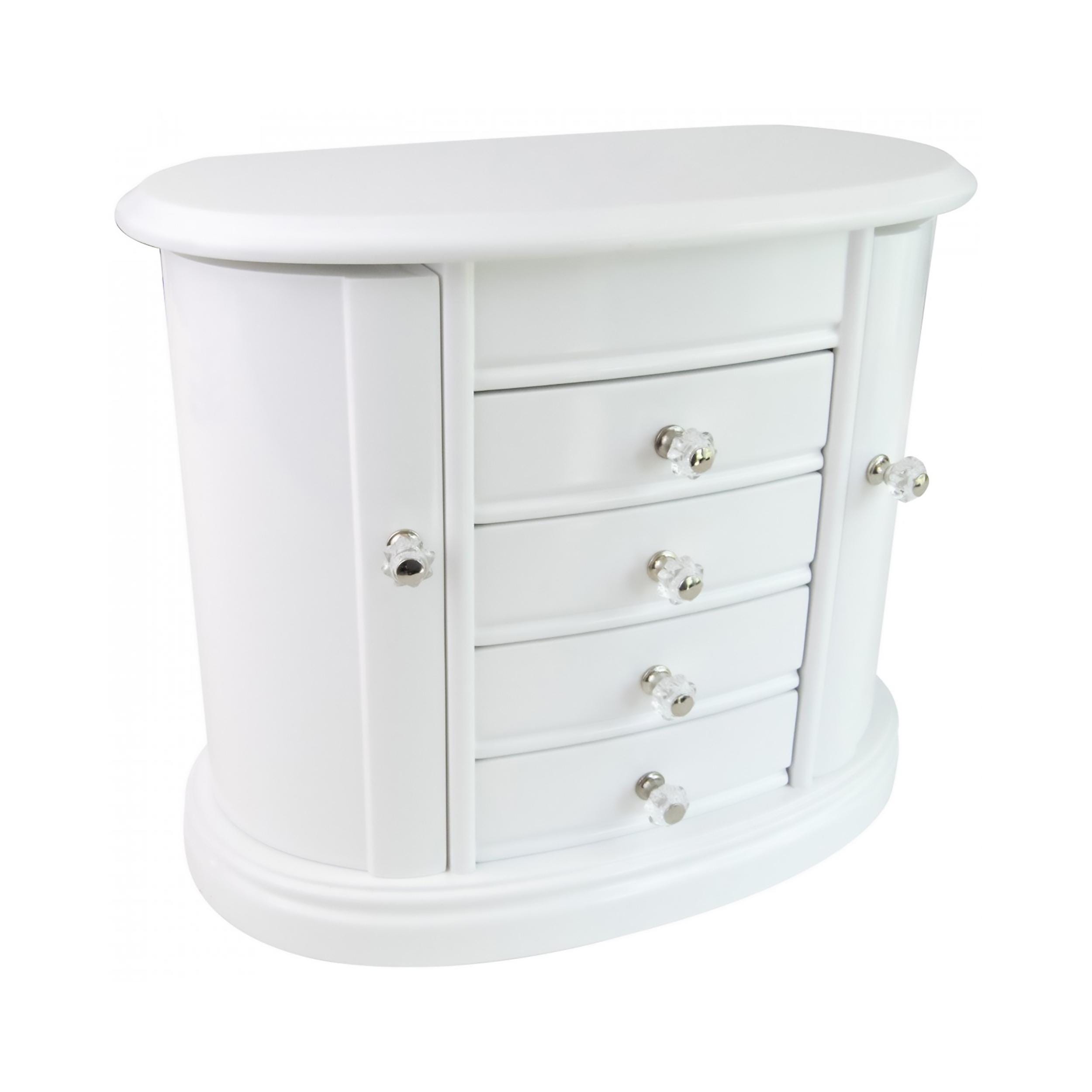 Mele & Co Heloise Personalized Jewelry Box with Drawers, Custom Engraved White Wooden Jewelry Organizer Chest for Women, Girls