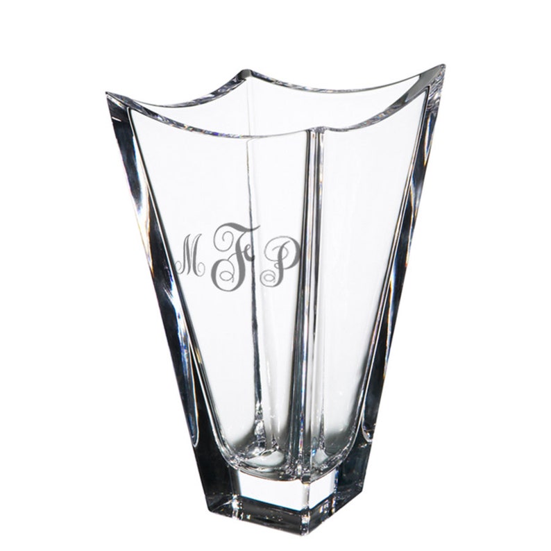 Orrefors Personalized Small Polaris Decorative Crystal Vase Custom Engraved Square Glass Vase for Flowers Crystal Art