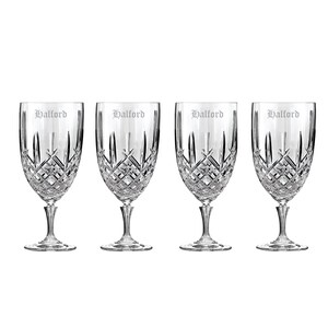 Marquis by Waterford Personalized Markham 17oz Iced Beverage Glasses, Set of 4 Custom Engraved Crystal Glasses for Soda Margaritas Cocktails