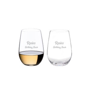 Riedel Personalized O Sauvignon Blanc/Riesling Wine Tumblers, Set of 2 Custom Engraved Stemless Wine Glasses for Riesling, Rose, Zinfandel