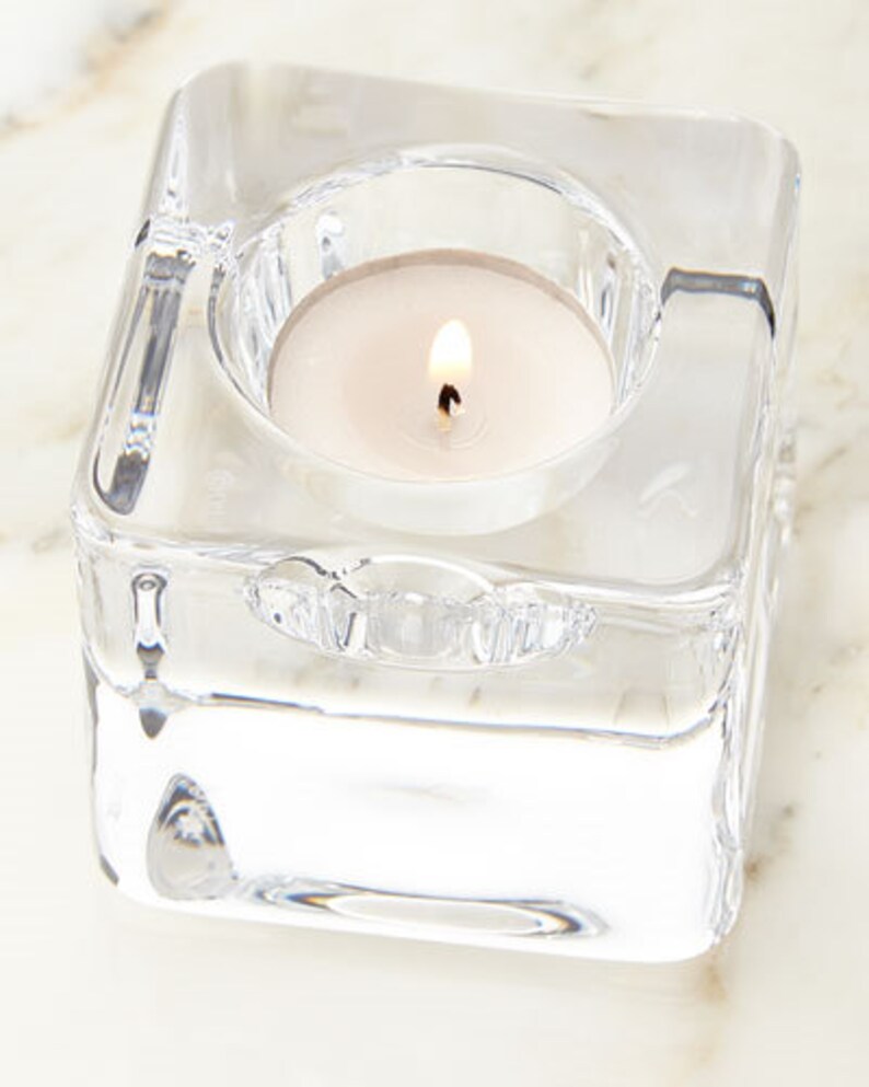 Orrefors Ice Cube Personalized Crystal Votive Candle Holder / Etsy