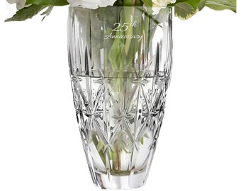 Marquis by Waterford Personalized 9" Sparkle Vase, Custom Engraved Crystal Vase for Flowers, Elegant Home Décor