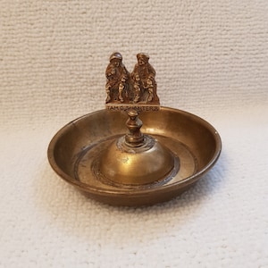 Vintage Brass Ashtray with the characters of the poem Tam O Shanter & Souter Johnny. Antique style ashtray
