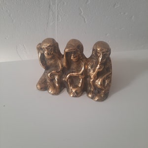 Figurine en laiton massif 3 singes réfléchis