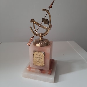 ONEMid Century Modern solid brass heavy gnomon shadow clock on alabaster postament from Sweden image 3