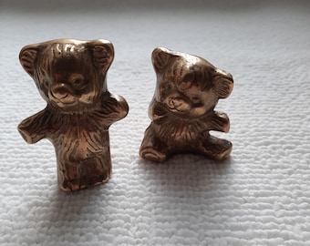A set of 2 Vintage Brass bear figures / Library Decor /art figurine / metal decorative / brass Animal / paperweight