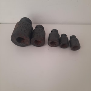 Lot of 5 Vintage Brass Grocery Scale Weights