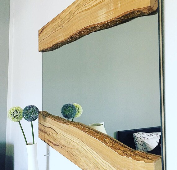 Specchio Da Parete Con Cornice In Legno Di Ulivo