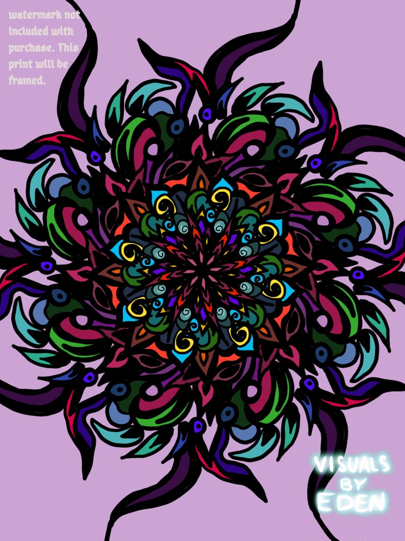 Art Prints Rainbow Mandala Framed Art Print Mandala Art Print Sacred Geometry Art