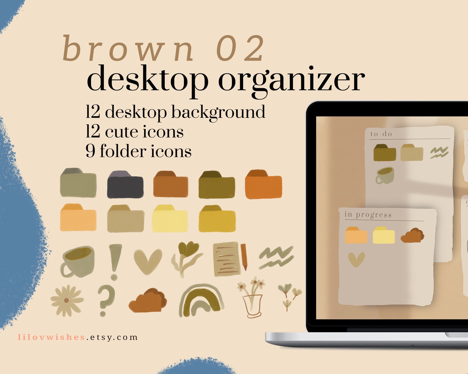 Brown Desktop Wallpaper Organizer for Students Teacher Etsy Hong Kong