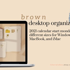 Brown Desktop Wallpaper Organizer for Students Teacher | Etsy