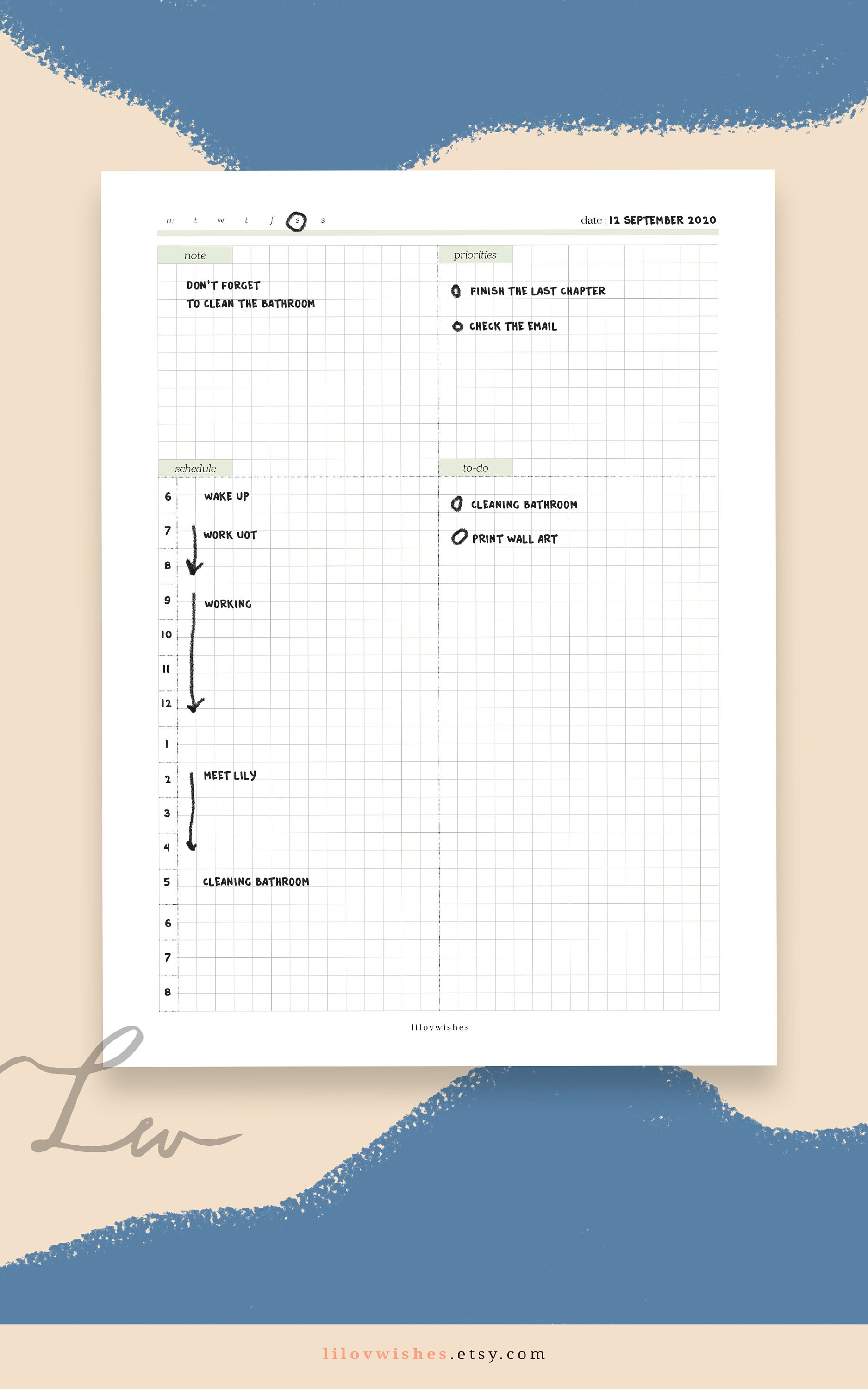 Simple Daily Planner Dot Grid Printable Daily Schedule Etsy simple-daily-planner-dot-grid-printable-daily-schedule-etsy
