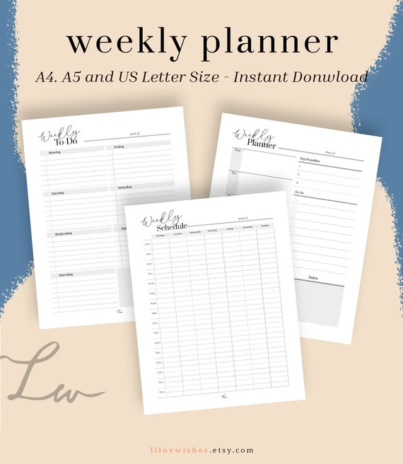 Vertical Weekly Planner Printable Weekly Schedule Weekly to | Etsy