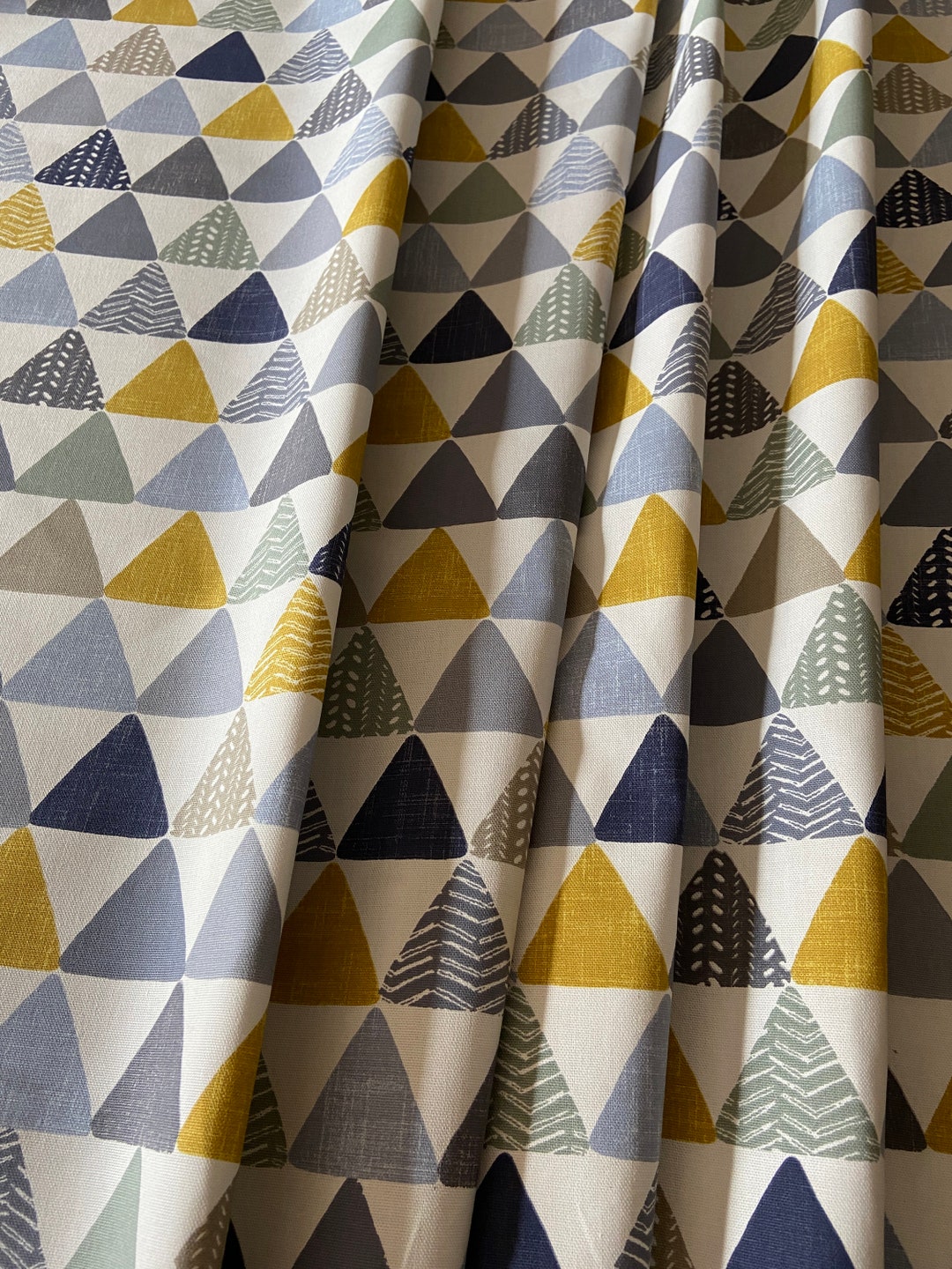 Triangle Pattern Cafe Curtain, Mustard Grey Rod Pocket Valance - Etsy