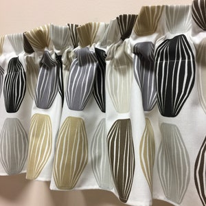 Cotton Curtains Cafe Curtains Kitchen Valance Panels Curtains Grey Brown Black Geometric In White Curtain