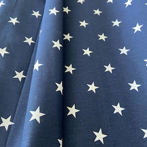 Cotton Curtains Cafe Curtains Kitchen Valance Panels Curtains White Stars On Navy Blue Background