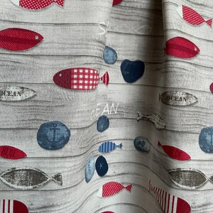 Baumwolle Cafe Vorhang Küche Volant Stange Tasche Vorhang Fische Muster Vorhang Paneele Fenster Behandlung