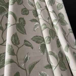 Cafe curtain Kitchen valance Green leaves on beige curtain panel Rod pocket custom window curtain