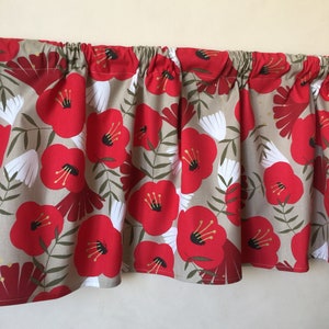 Rideau de café, cantonnière de cuisine, panneau de rideau de coquelicots rouges, design scandinave