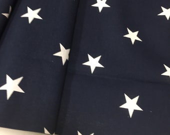 Cotton Curtains Cafe Curtains Kitchen Valance Panels Curtains White Stars On Navy Blue Background