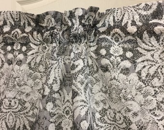 Linen Cafe Curtain Kitchen Valance  Grey  White Rod pocket Curtain
