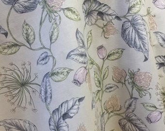 Cotton Curtains Cafe Curtains Kitchen Valance Panels Curtains Fennel Flower Pattern On Grey