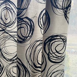 Cafe Curtains Kitchen Curtains Kitchen Valance Black circles on brown Curtains Panels Rod Pocket Curtains Modern Cotton Window Treatment
