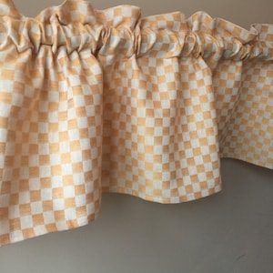 Linen blend Curtains Cafe Curtains Kitchen Valance Checked Valance