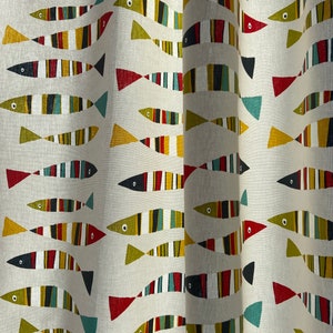 Tenda da caffè in cotone Pesci colorati Tenda per finestre Mantovana da cucina