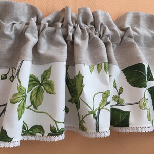 Kitchen Valance Cafe Curtain Green Leaves Valance Two Fabric Lace Curtain Valance