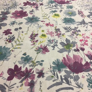 Cotton Curtains Cafe Curtains Kitchen Valance Panels Curtains Water Color Flowers Curtains