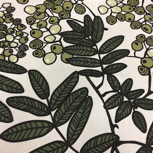 Cotton Curtains Cafe Curtains Kitchen Valance Panels Curtains White Green Leaves Berry Pattern
