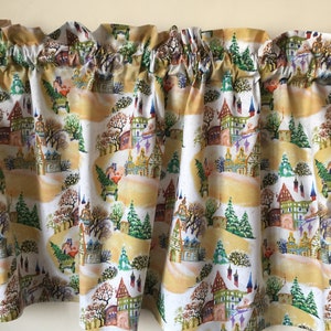 Christmas Curtains Cotton Curtains Panels Kitchen Valance Cafe Curtains Christmas Valance Winter Curtains